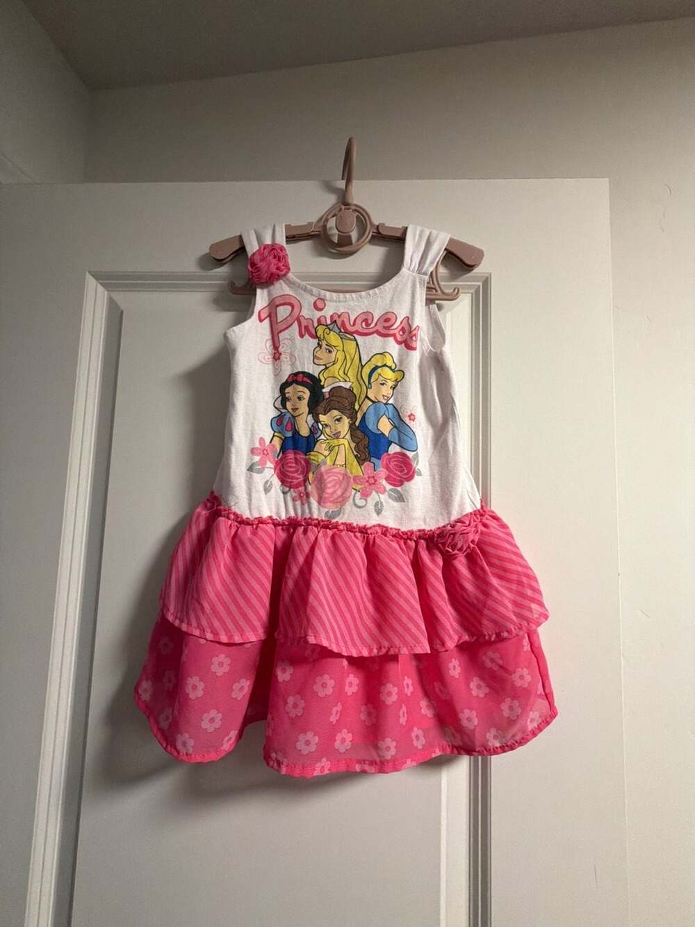 Disney Princess Girls Pink and White Layered Tulle Skirt Dress